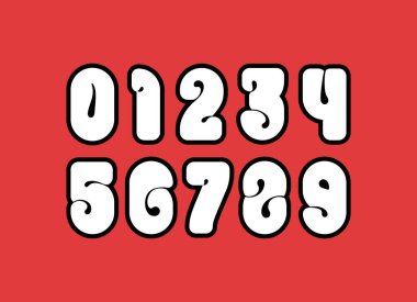 Resim numaraları, beyaz sayılar 0, 1, 2, 3, 4, 5, 6, 7, 8, 9, vektör illüstrasyonu 10.