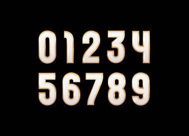 Altın sayılar, 3 boyutlu altın rakamlar güzellik stili, vektör illüstrasyonu 10EPS