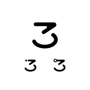 Teknik logo 3 numara, dijital siber alan 3 numara, üç farklı işaret seti.