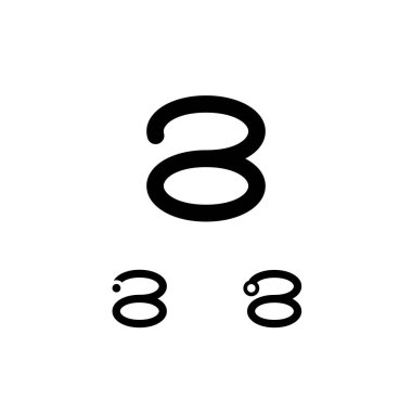 Teknik logo numara 8, dijital siber uzay numarası 8, üç farklı işaret seti.