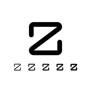 Technical letter Z, digital cyber alphabet font, including set of five different thicknesses of the trendy modern letter light, regular, medium, bold, thick, vector illustration 10EPS