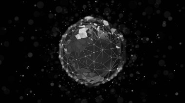 Soyut kripto siber güvenlik teknolojisi küresel ağ arka plan üzerinde. Dijital tema. 3D çizim