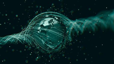 Soyut kripto siber güvenlik teknolojisi küresel ağ arka plan üzerinde. Dijital tema. 3D çizim