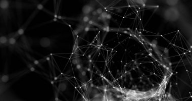 3d Render Soyut Dijital Veri Web Spy Tünel, Dijital Düğümler ve Bağlantı Yolları ile Uçan.