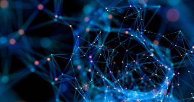 3d Render Soyut Dijital Veri Web Spy Tünel, Dijital Düğümler ve Bağlantı Yolları ile Uçan.