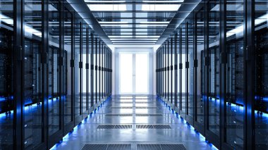 Veri sunucusu raf merkezi. Yedekleme bulut hizmeti. 3d render