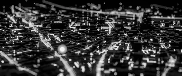 Elvont Teszi Techno Panoráma Táj Város Városi Futurisztikus Vizuológiai Koncepció — Stock Fotó