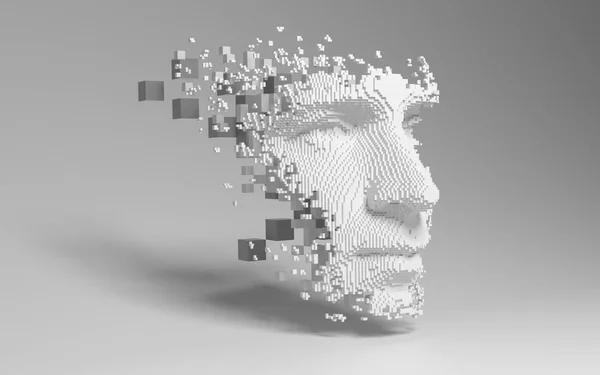 Abstrakcyjna Cyfrowa Twarz Ludzka Sztuczna Inteligencja Koncepcja Dużych Zbiorów Danych — Zdjęcie stockowe