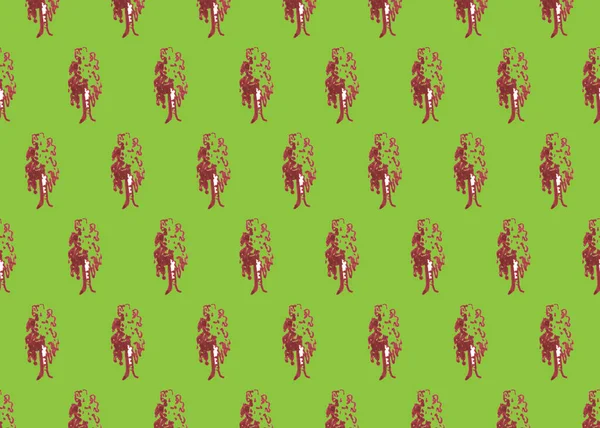 Birch hand drawn markers illustration,seamless pattern on green background. — Stock Photo, Image