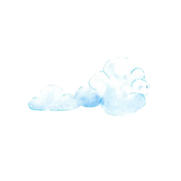 Aquarel wolk illustratie. Blauwe wolkenhand getekend op papier — Stockfoto