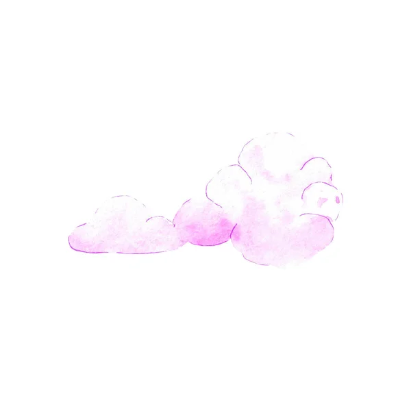 Illustration nuage aquarelle. Nuage rose dessiné à la main sur papier — Photo