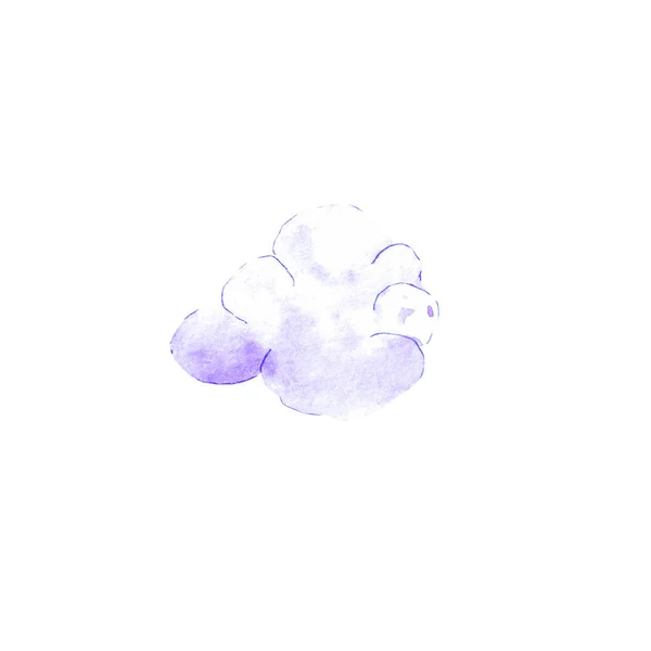 Illustration nuage aquarelle. Nuage violet dessiné à la main sur papier — Photo