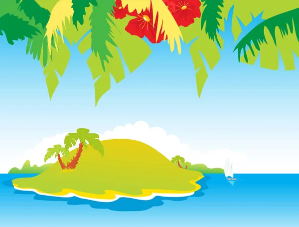 Paisaje tropical - ilustración vectorial — Vector de stock