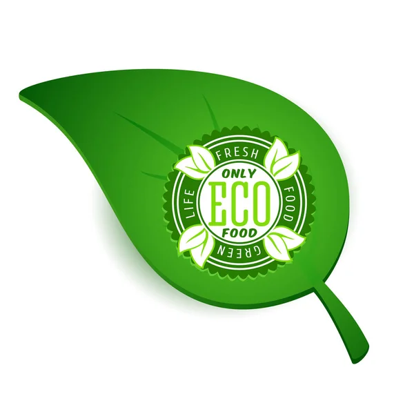 Eco οργανικό βιολογικό φαγητό φύλλο λογότυπο — Διανυσματικό Αρχείο
