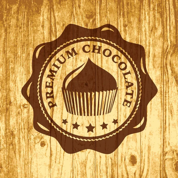 Diseño Etiqueta Chocolate Artesanal Textura Madera Vintage — Archivo Imágenes Vectoriales