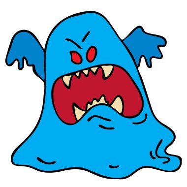 Vektör basit el çizmek doodle hayalet canavar