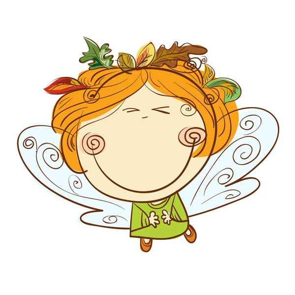 Vector simple hand drawn sketch of autumn angel — Stock Vector