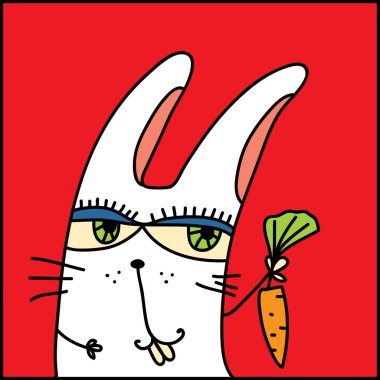 Vektör elle çizilmiş doodle tavşan havuç ile