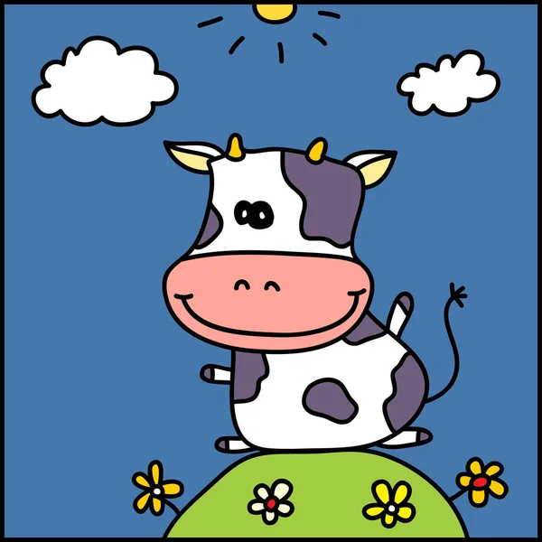 Vector niños dibujado a mano de dibujos animados vaca animal — Archivo Imágenes Vectoriales