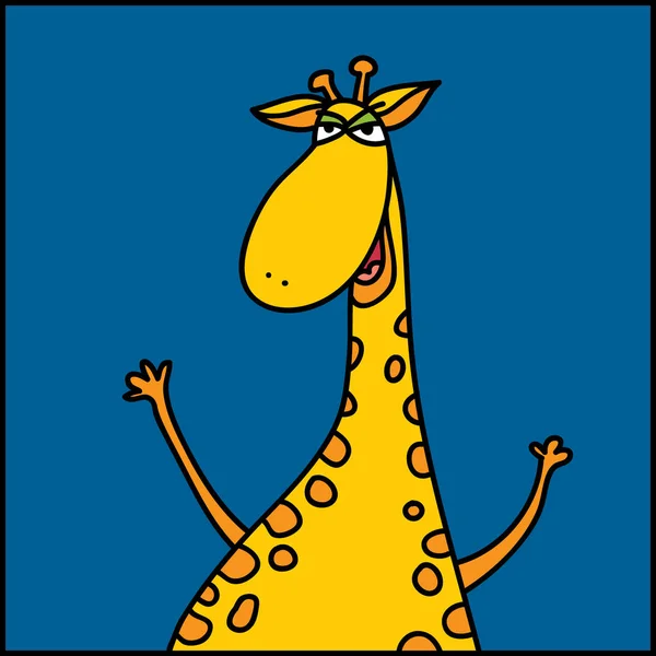 Vector kids hand drawn cartoon of happy giraffe — Stock Vector