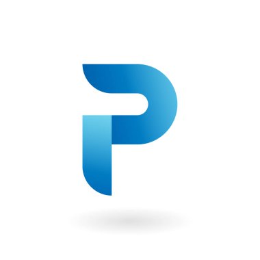 P harfi mavi düz vektör logo şablonu