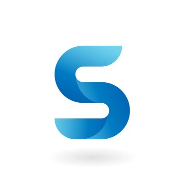 S harfi mavi düz vektör logo şablonu