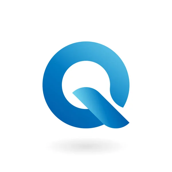 Q písmeno modré ploché vektorové logo šablona — Stockový vektor