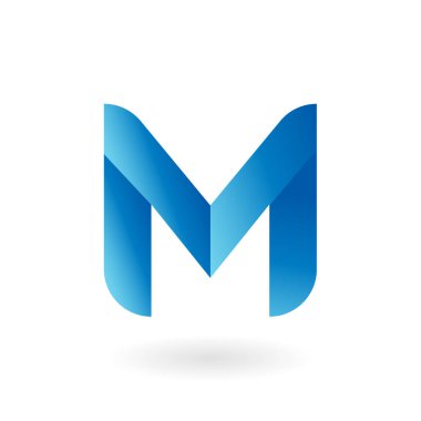 M harfi mavi düz vektör logo şablonu