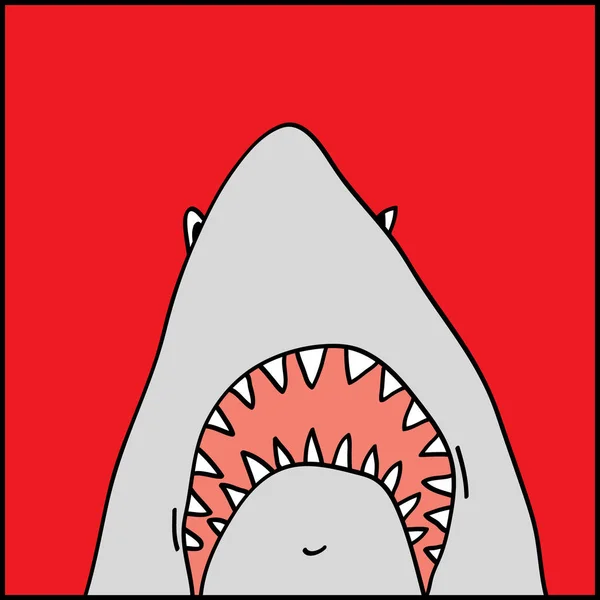 Vector niño dibujado a mano garabato hambriento tiburón — Vector de stock