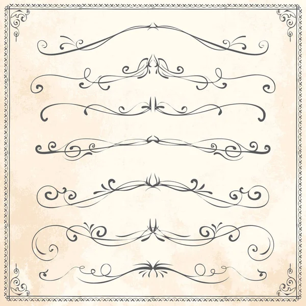 Elle çizilmiş çizgi kenarlık çerçeve tasarım öğeleri ayarla