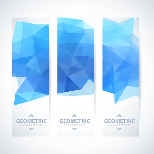Vector Banners Set Blue Abstract Triangle Background — Stock Vector
