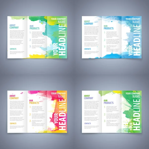 Set design brochure ou flyer fond aquarelle — Image vectorielle