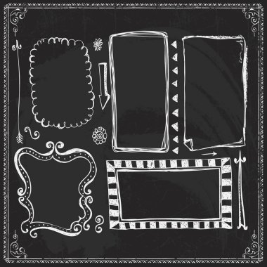 Blackboard el çizilen çerçeve ve kenarlık çizgisi 