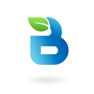 B harfi doğal organik yaprak mavi serin logo