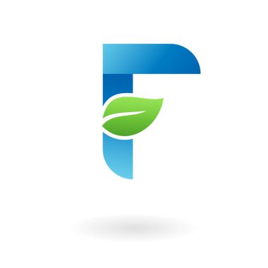 F harfi doğal organik yaprak mavi serin logo
