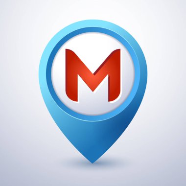 M harfi Haritası PIN işaretçi mobil uygulama simgesi şablonu