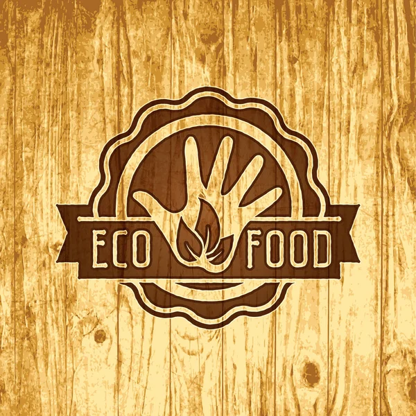 Logo alimentaire bio naturel sur fond bois — Image vectorielle