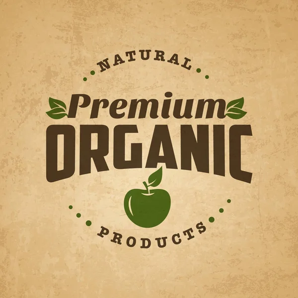 Логотип натуральных органических продуктов на бумажном фоне — стоковый вектор