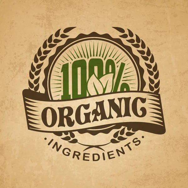 Přírodní organické potraviny logo na papírové pozadí — Stockový vektor