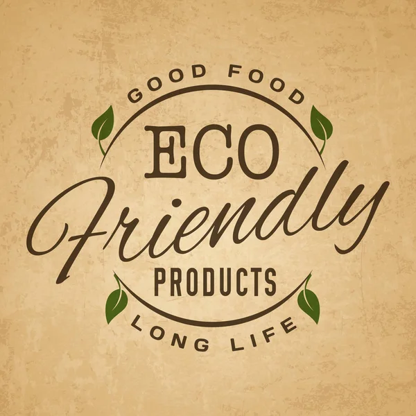 Přírodní organické potraviny logo na papírové pozadí — Stockový vektor