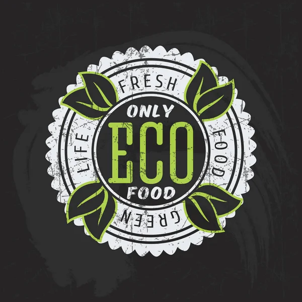Logotipo de alimentos naturales orgánicos saludables en pizarra — Vector de stock