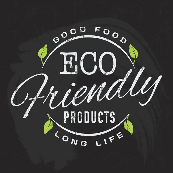 Logotypen för hälsosam ekologisk naturlig mat på blackboard — Stock vektor