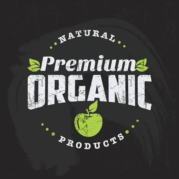 Logotipo de alimentos naturales orgánicos saludables en pizarra — Archivo Imágenes Vectoriales