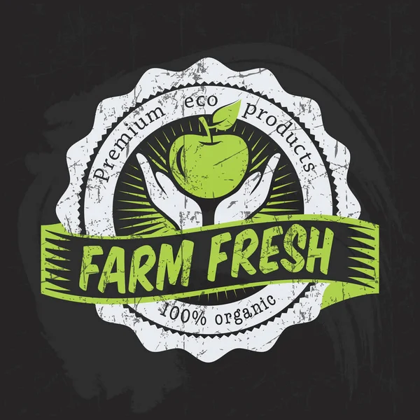 Logo di alimenti naturali biologici sani sulla lavagna — Vettoriale Stock
