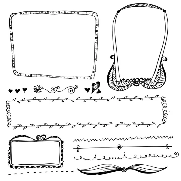 Hand drawn vector border line design elements set — Stock Vector