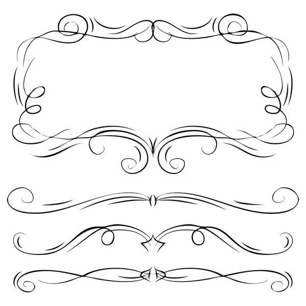 Hand drawn vector vintage swirl borders frames set — Stock Vector