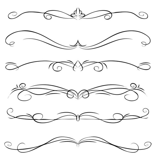 Hand drawn vector vintage swirl borders frames set