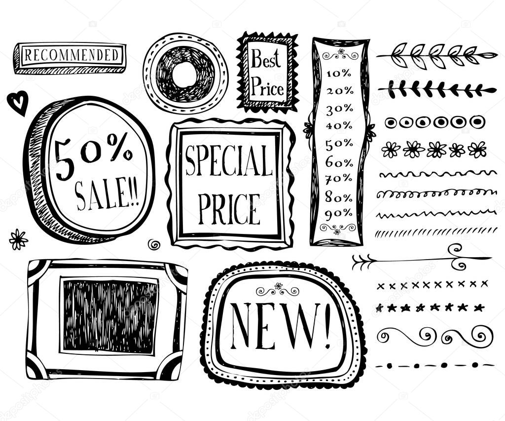 Vector doodle sale hand drawn sketch set