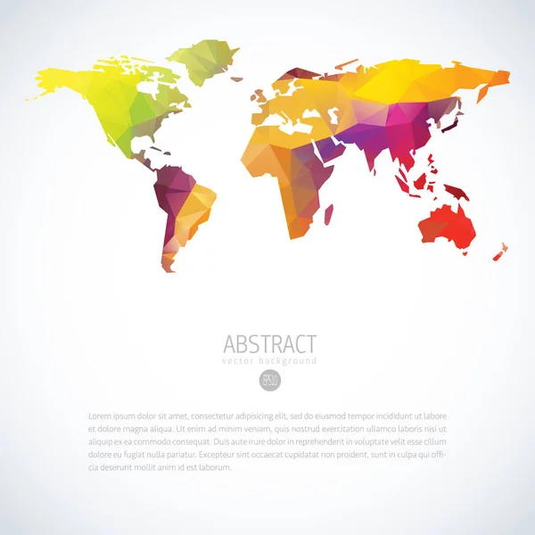 Простой Красочный Векторный Шаблон Глобальной Карты Мира Современным Треугольным Узором — стоковый вектор