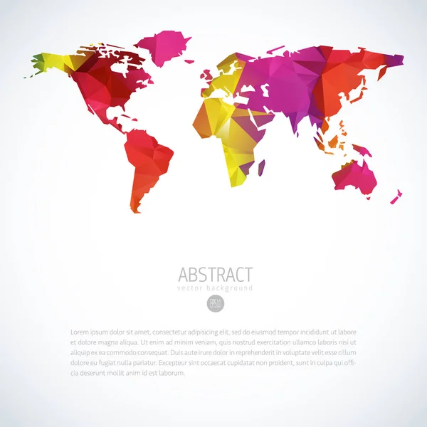 Простой Красочный Векторный Шаблон Глобальной Карты Мира Современным Треугольным Узором — стоковый вектор